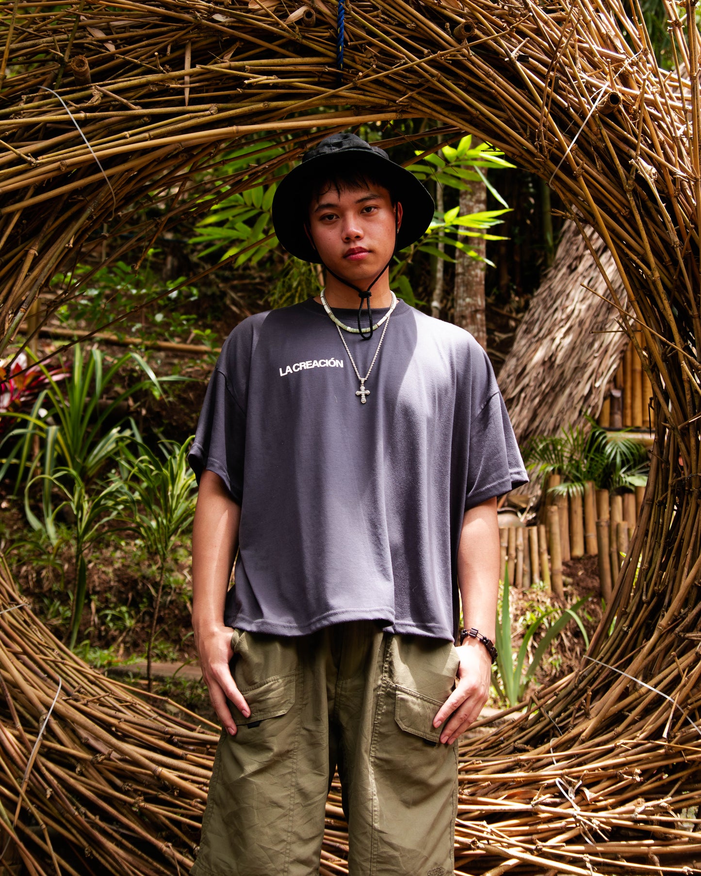 Boxy Cropped Tee in Charcoal Gray