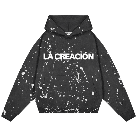 Artefact 003: Splattered Hoodie in Acid Washed Black