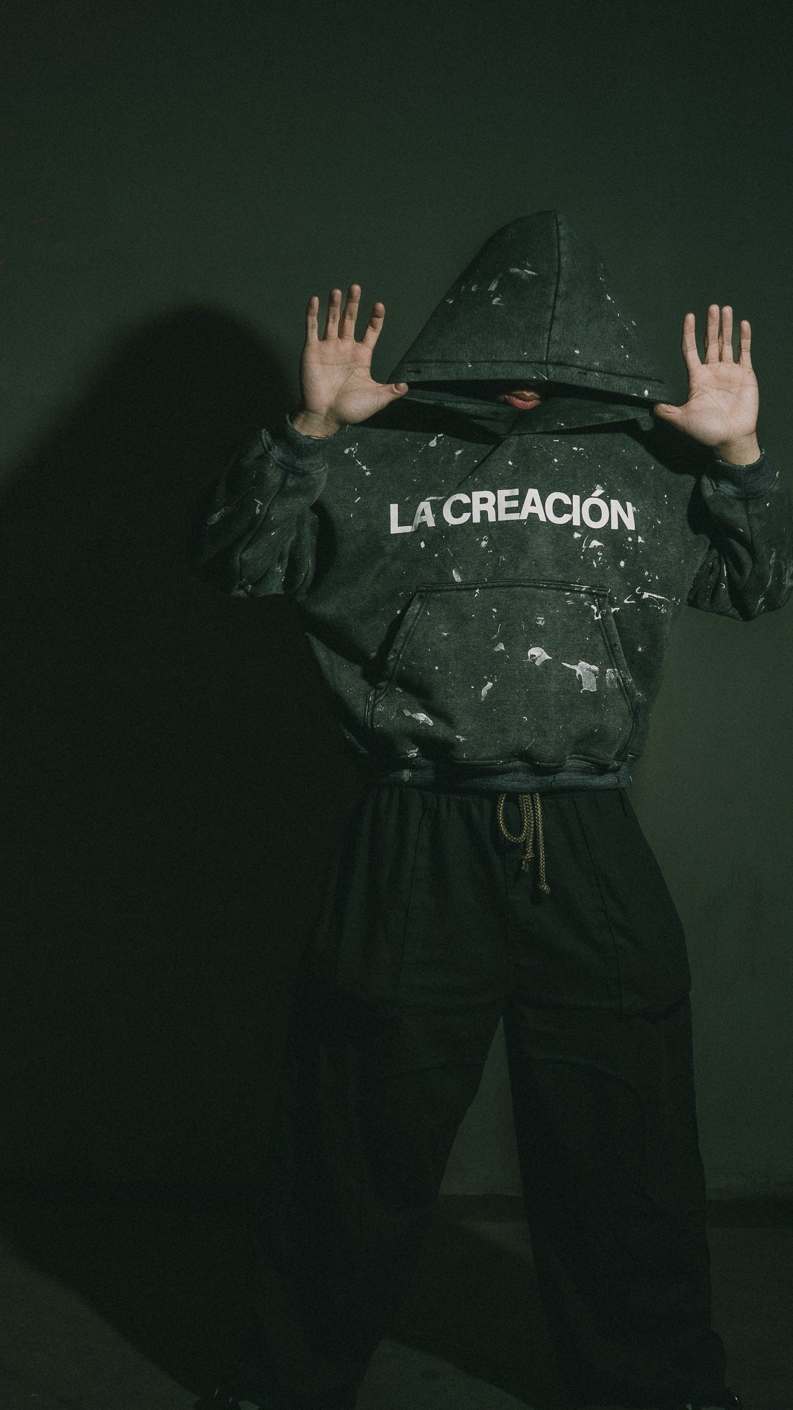 Artefact 003: Splattered Hoodie in Acid Washed Black