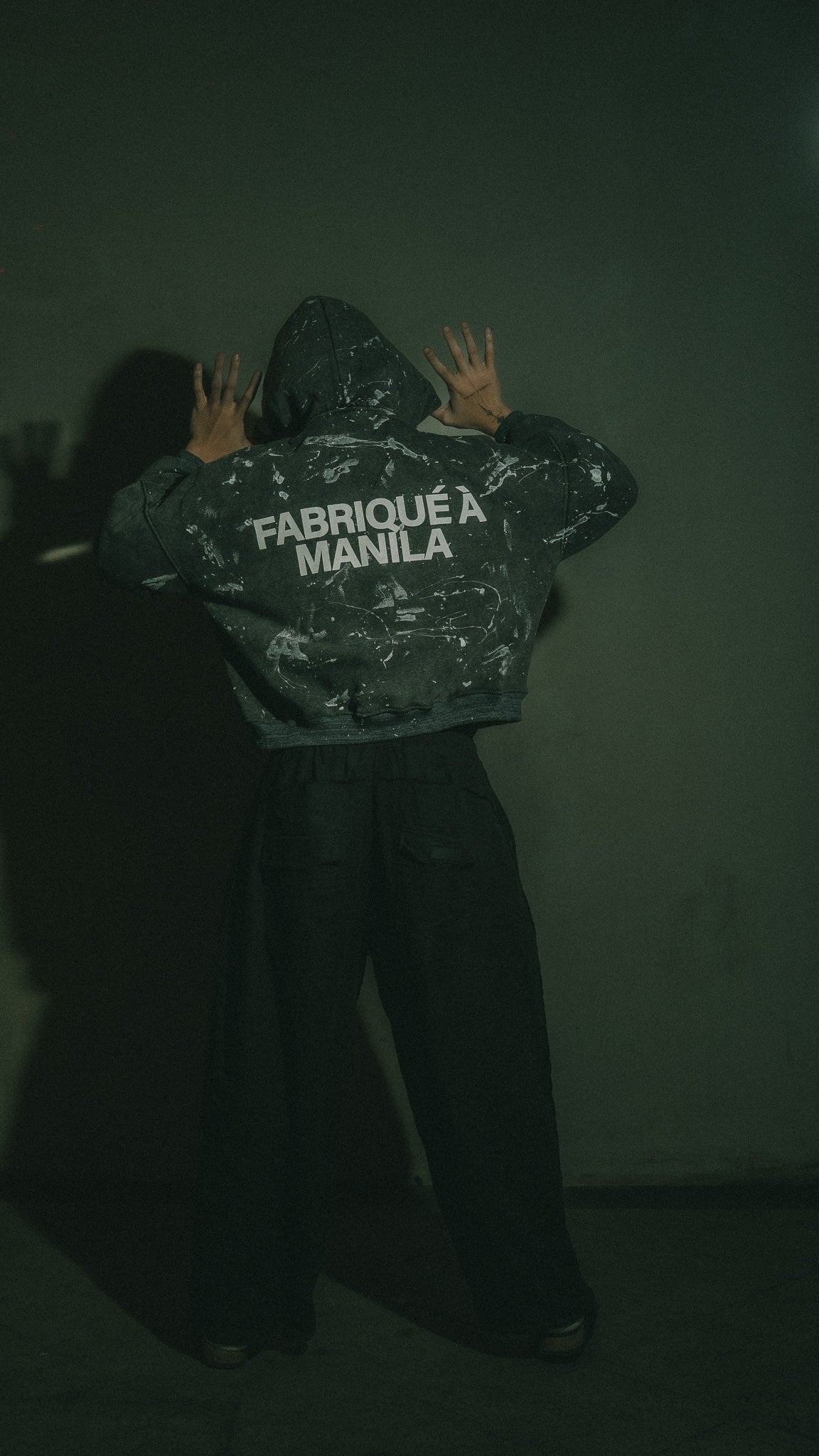 Artefact 003: Splattered Hoodie in Acid Washed Black